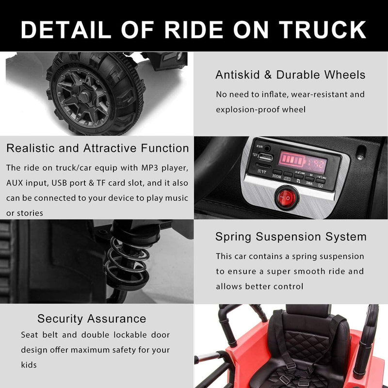 12V Electric Ride-On Truck for Kids with Parental Remote Control