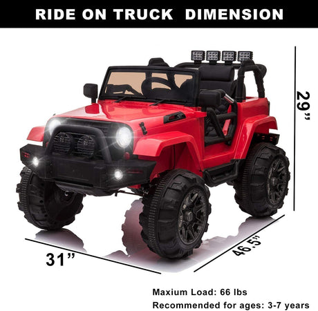 12V Electric Ride-On Truck for Kids with Parental Remote Control