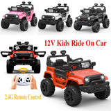 12V Electric Ride-On Truck for Kids with Remote Control, 2 Speeds, and LED Lights