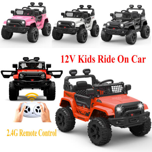 12V Electric Ride-On Truck for Kids with Remote Control, 2 Speeds, and LED Lights
