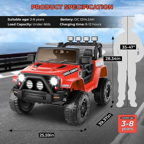 12V Battery Powered Electric Ride-On Truck for Kids with Remote Control
