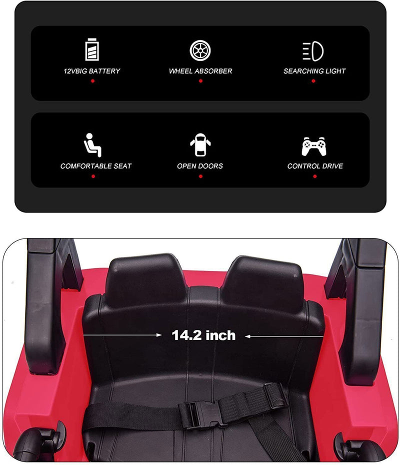 12V Electric Ride On Truck for Kids with Remote Control and LED Lights