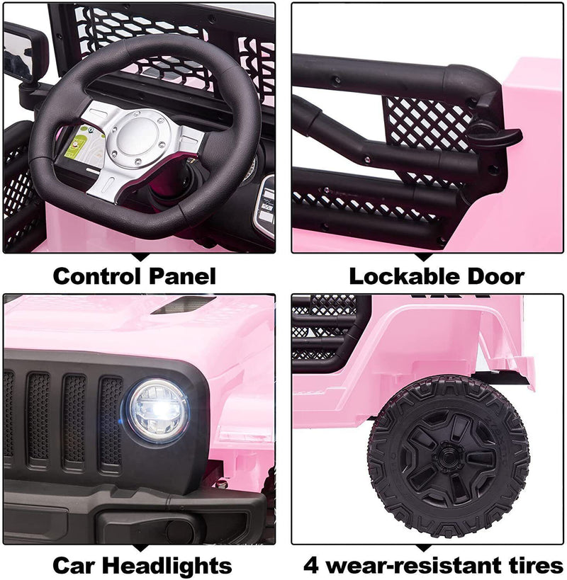 12V Electric Ride On Truck for Kids with Remote Control and LED Lights