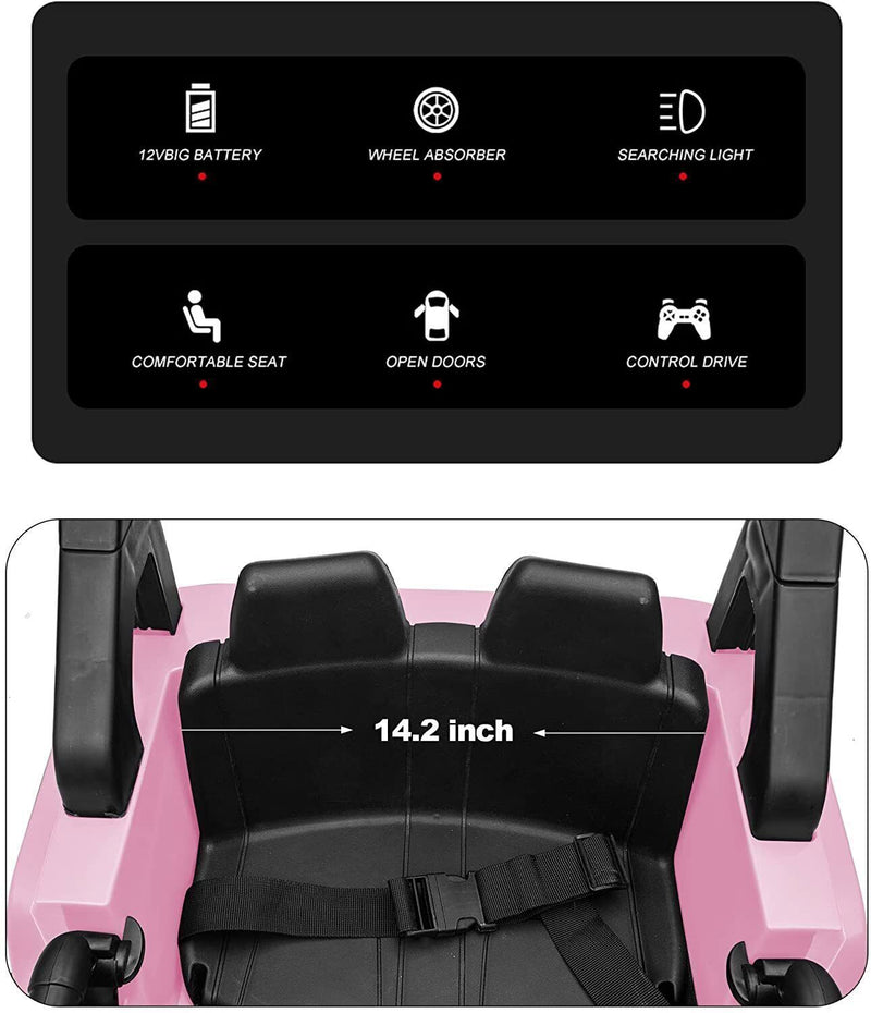 12V Electric Ride On Truck for Kids with Remote Control and LED Lights