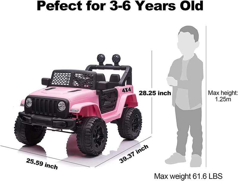 12V Electric Ride On Truck for Kids with Remote Control and LED Lights