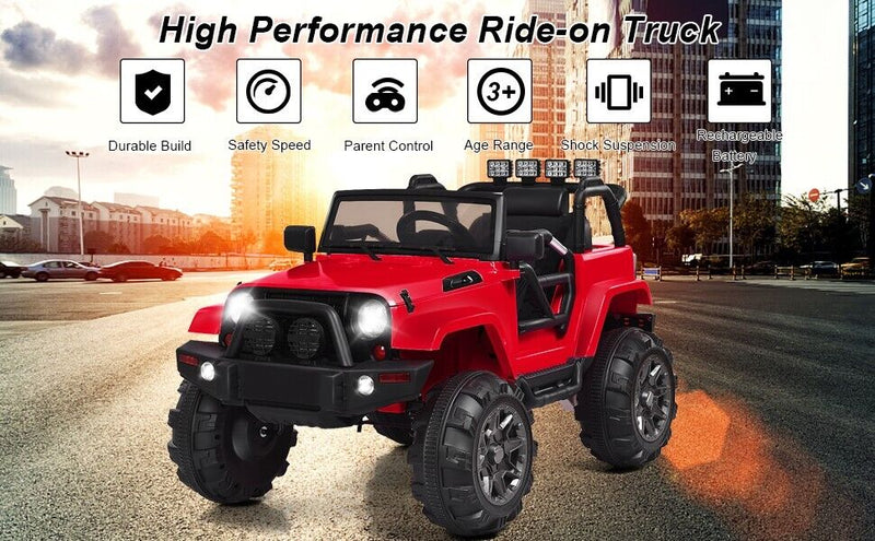 12V Electric Ride On Truck Toy Car with MP3 Player, Remote Control, and LED Lights for Kids