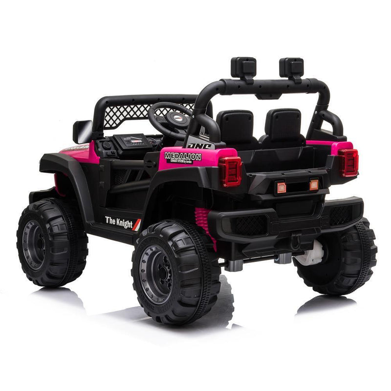 12V Electric Ride-On Truck with RC Remote Control in Rose Red