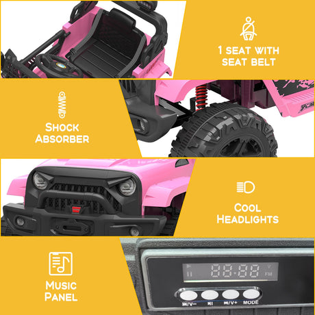 12V Electric Ride On Truck with Remote Control and LED Lights