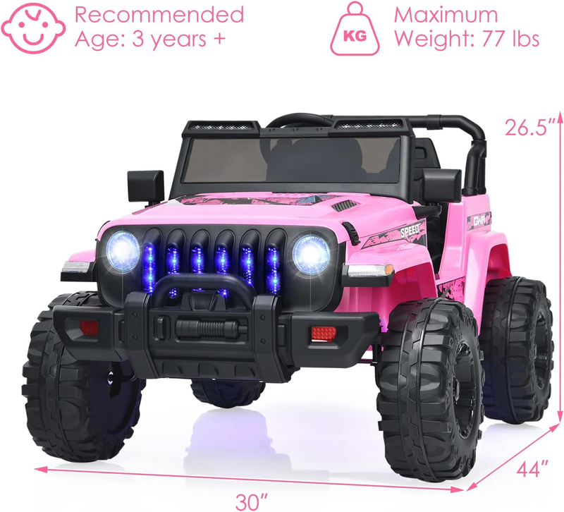 12V Electric Ride-On Truck with Remote Control for Kids, Battery Powered Toy Vehicle