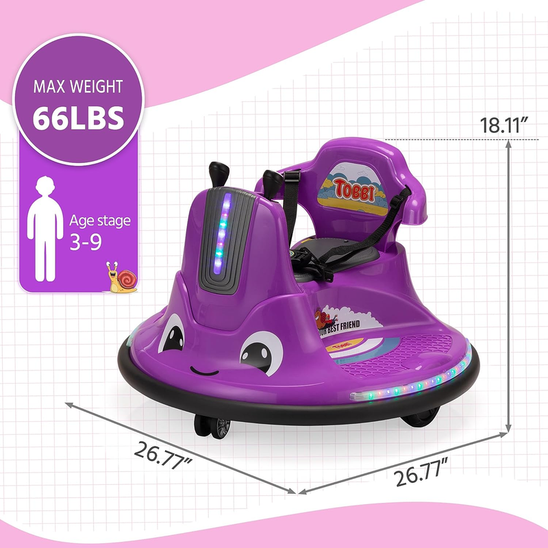 12V Electric Snail Bumper Car Ride-On Toy for Kids - Battery Powered Vehicle