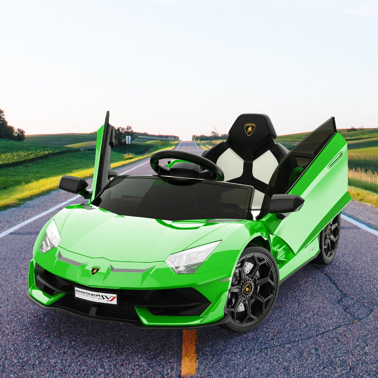Green 12V Electric Ride On Car for Kids with Remote Control and Rechargeable Battery