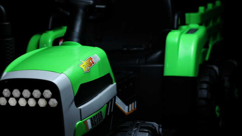 12V Electric Tractor Ride-On Toy Car with Trailer for Kids