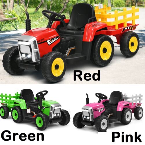 12V Electric Tractor with Remote Control and Detachable Trailer for Kids