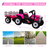 12V Electric Tractor with Trailer - Remote Control Ride On Car for Toddlers