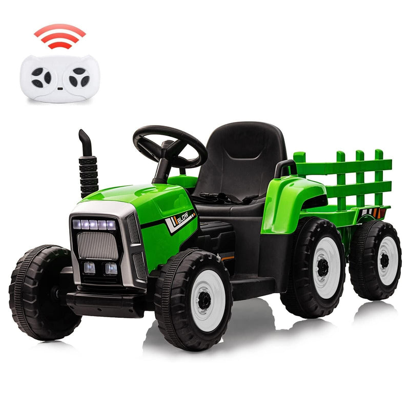 12V Electric Tractor with Trailer - Remote Control Ride On Car for Toddlers
