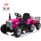 12V Electric Tractor with Trailer Ride-On Car for Kids - 25W/35W Control Included