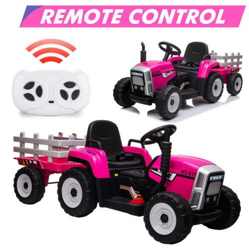 12V Electric Tractor with Trailer Ride-On Car for Toddlers with Remote Control