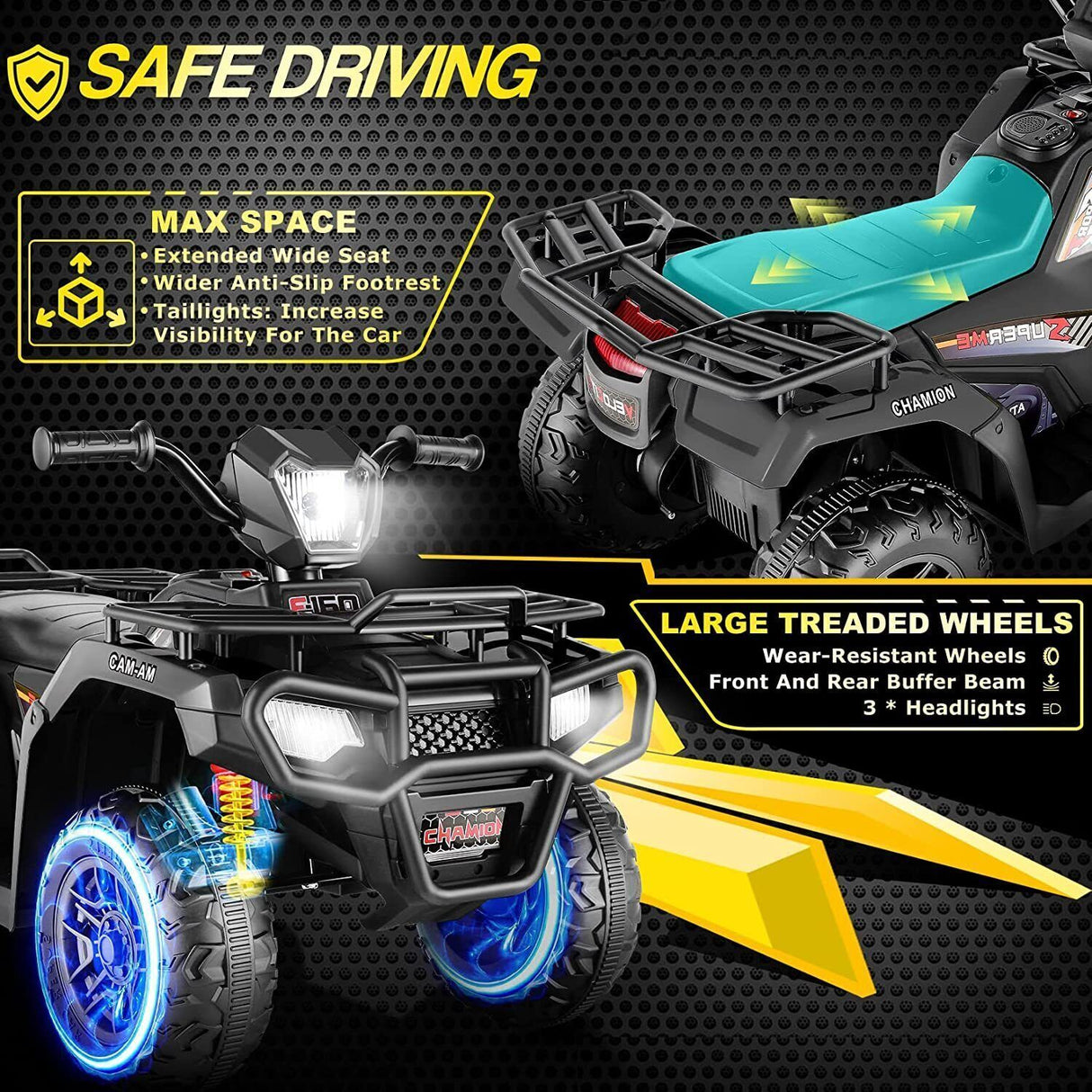 Electric 4-Wheeler ATV Quad for Kids with LED Lights, USB and MP3 Player - Suitable for Girls and Boys Aged 2-5 Years