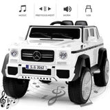 12V Electric White Mercedes-Benz Ride On Car with LED Lights, MP3 Player, and Remote Control for Kids