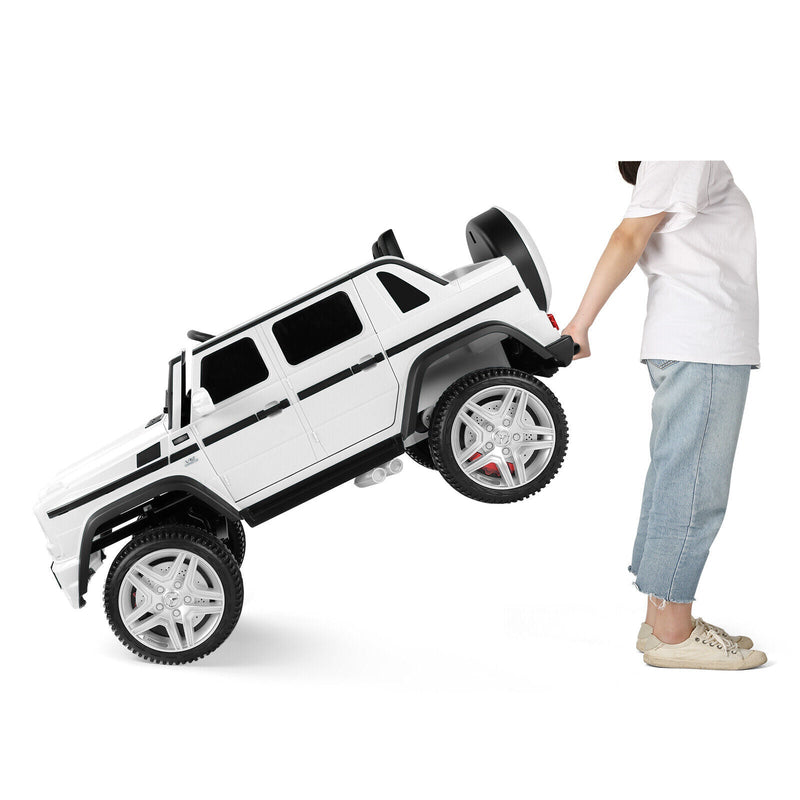 12V Electric White Mercedes-Benz Ride On Car with LED Lights, MP3 Player, and Remote Control for Kids