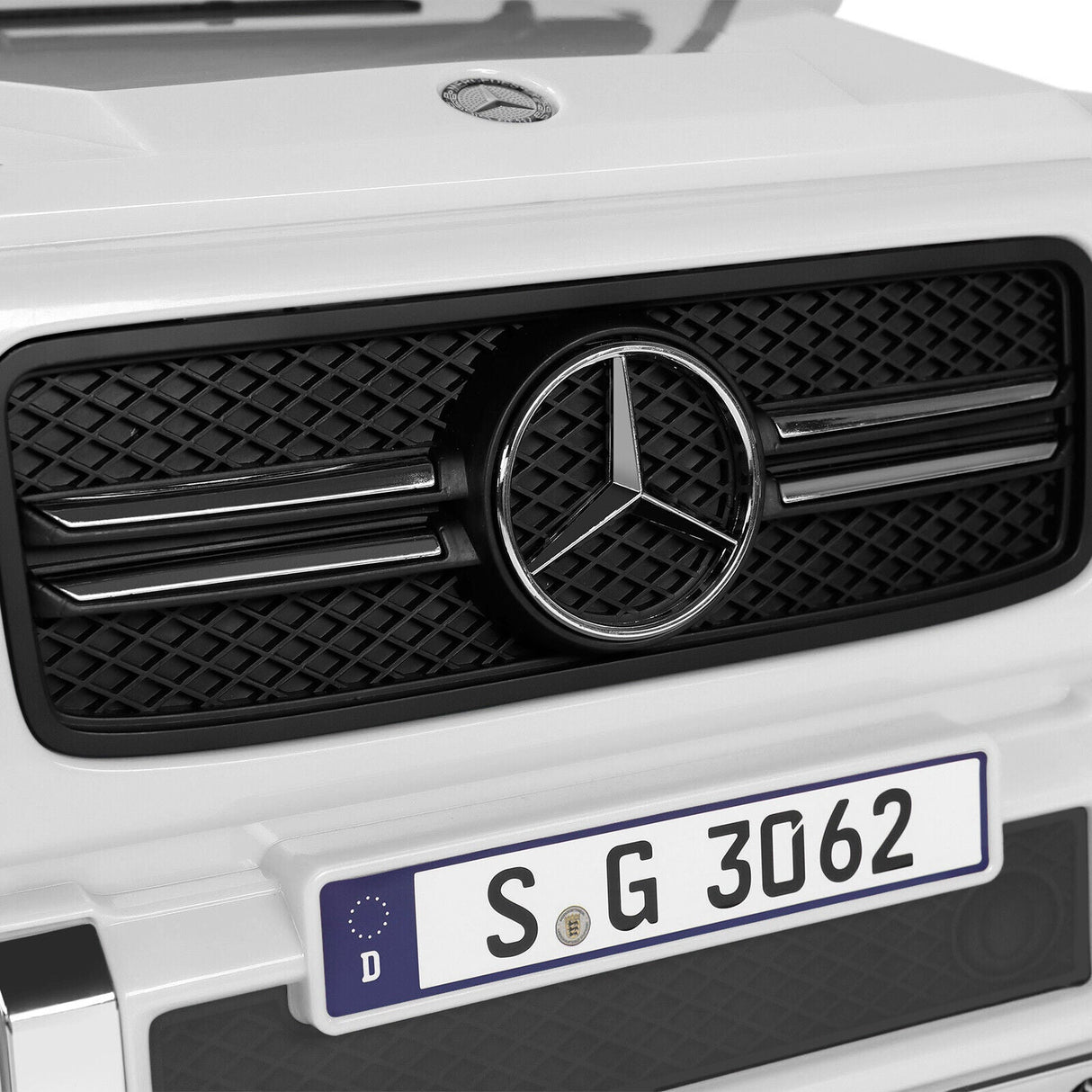 12V Electric White Mercedes-Benz Ride On Car with LED Lights, MP3 Player, and Remote Control for Kids