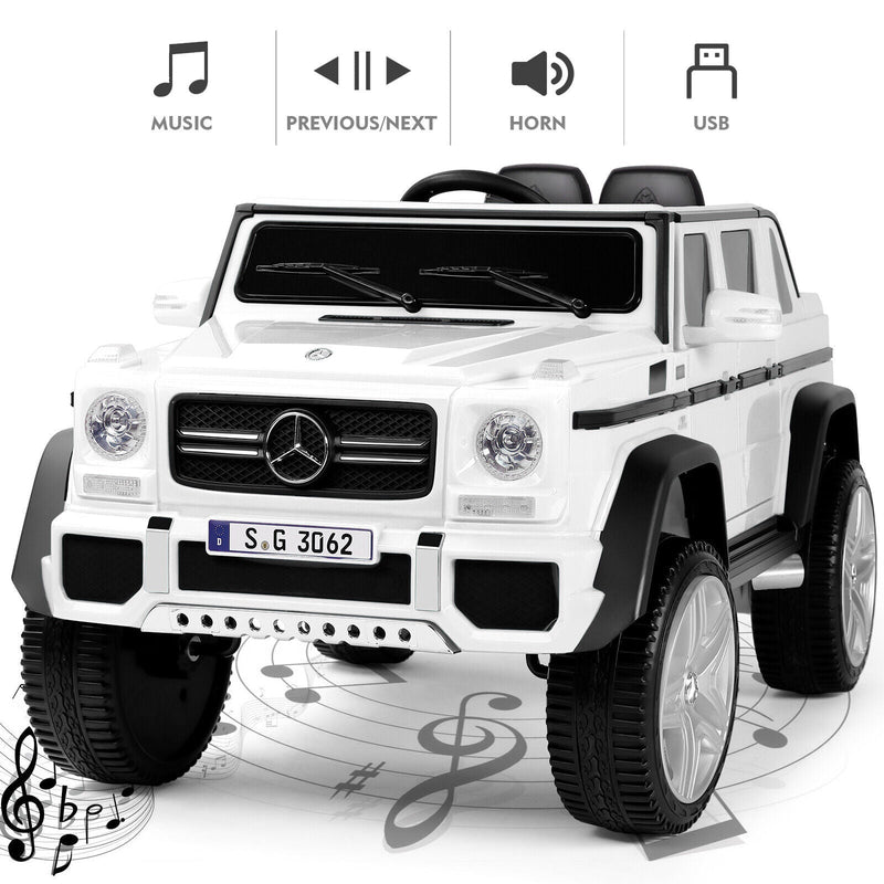 Mercedes-Benz 12V Kids Ride On Car with Music, LED Lights, Bluetooth, and Remote Control