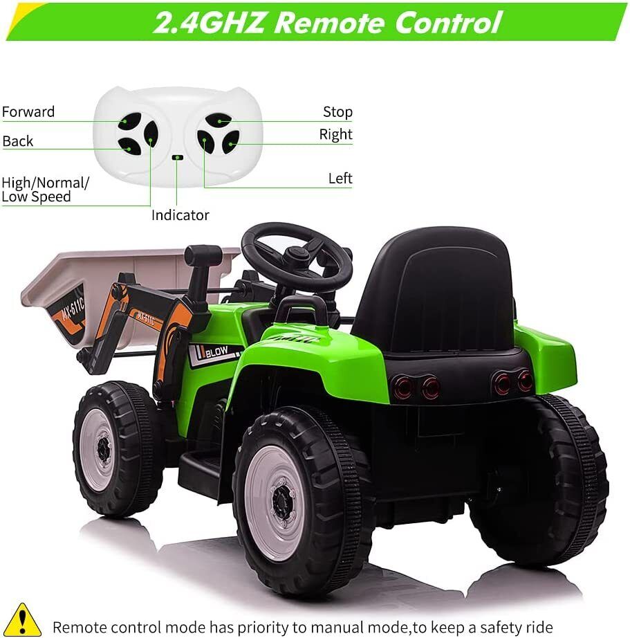 12V Excavator Ride-On Car with Remote Control and EVA Tires for Toddlers