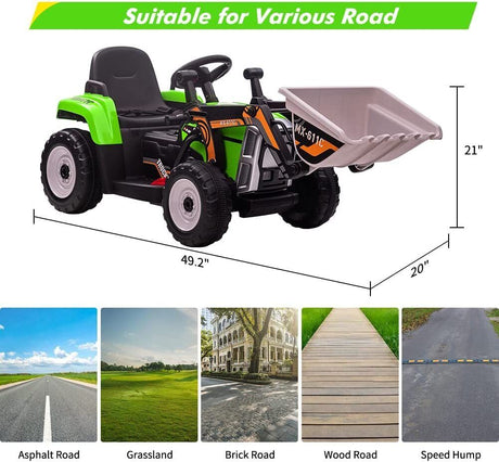 12V Excavator Ride-On Car with Remote Control and Threaded Tires for Toddlers