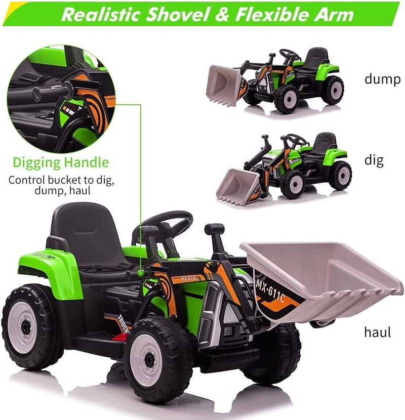 12V Excavator Ride-On Car with Remote Control and Threaded Tires for Toddlers