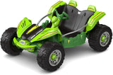12V Green Dune Buggy Car Racer - Battery Powered Ride On Toy for Kids with Extreme Wheels