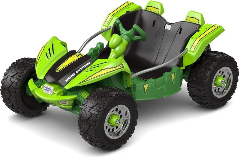 12V Green Dune Buggy Car Racer - Battery Powered Ride On Toy for Kids with Extreme Wheels