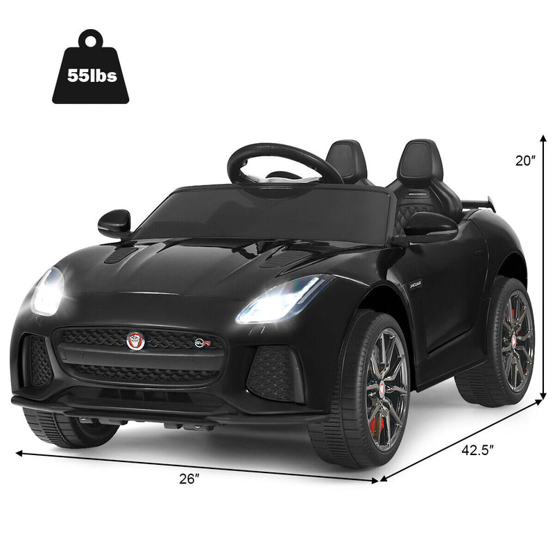 12V Jaguar F-Type SVR Licensed Kids Ride On Car with MP3 Player and Lights in Black