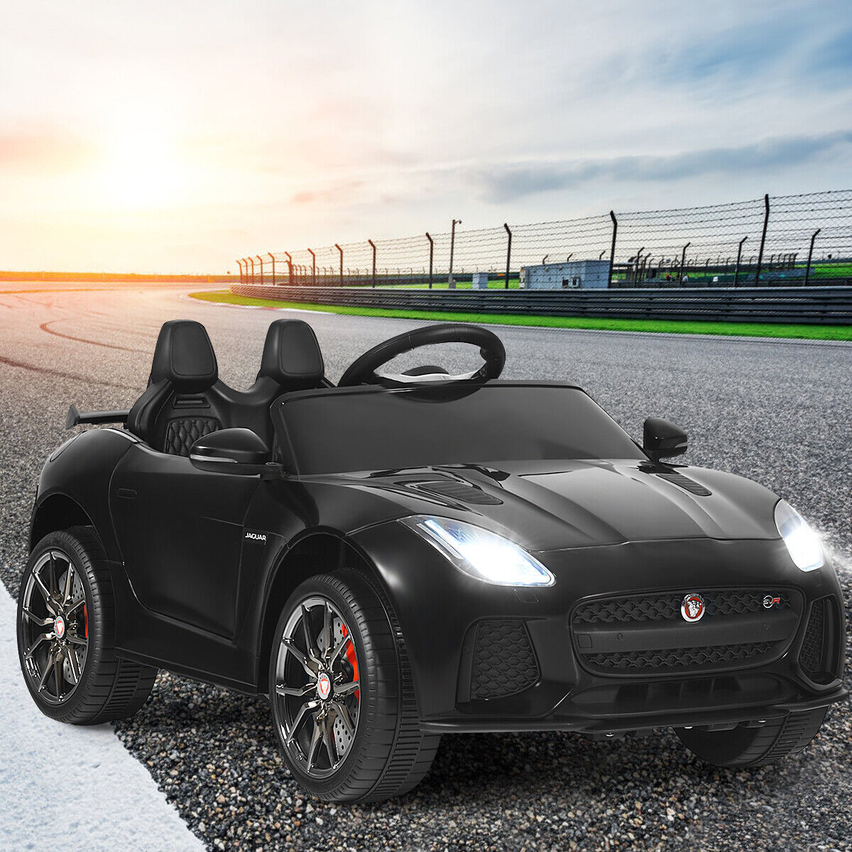 12V Jaguar F-Type SVR Licensed Kids Ride On Car with MP3 Player and Lights in Black