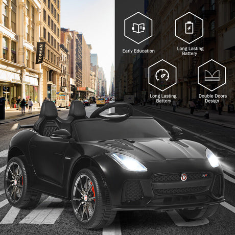12V Jaguar F-Type SVR Licensed Kids Ride On Car with MP3 Player and Lights in Black