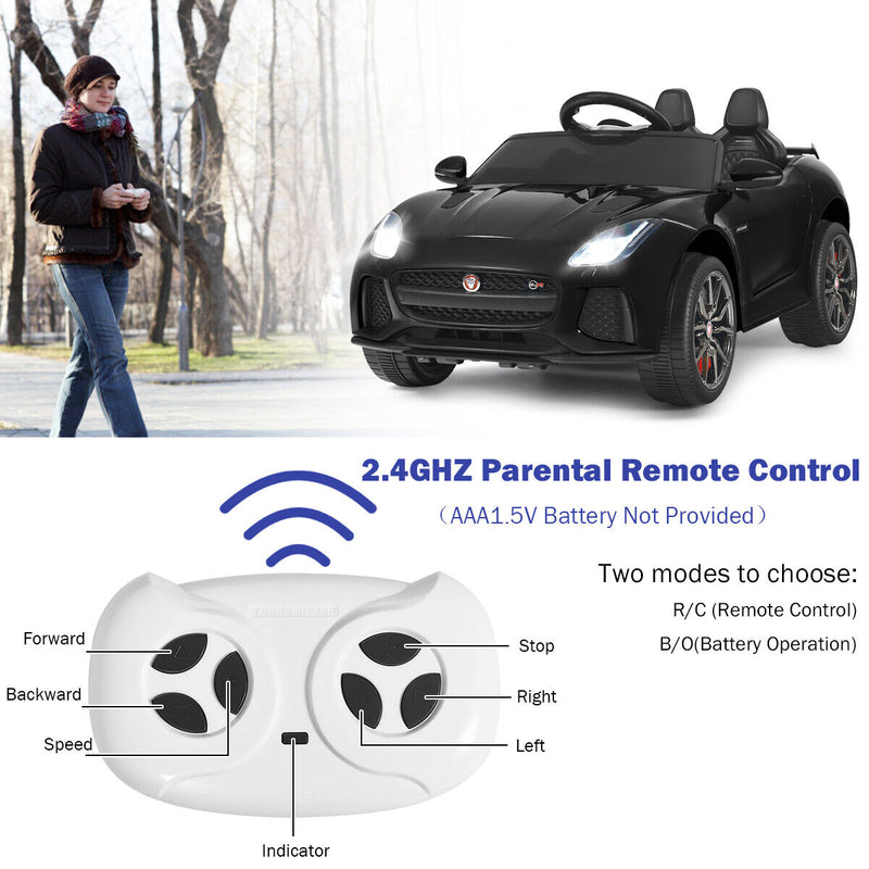 12V Jaguar F-Type SVR Licensed Kids Ride On Car with MP3 Player and Lights in Black