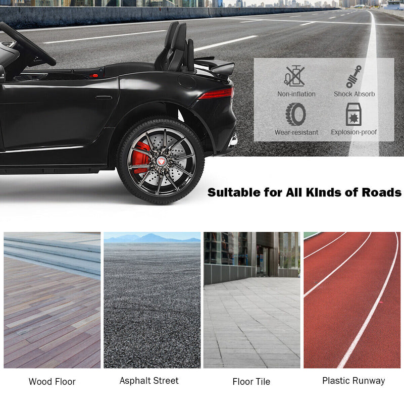 12V Jaguar F-Type SVR Licensed Kids Ride On Car with MP3 Player and Lights in Black