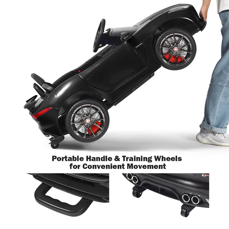 12V Jaguar F-Type SVR Licensed Kids Ride On Car with MP3 Player and Lights in Black