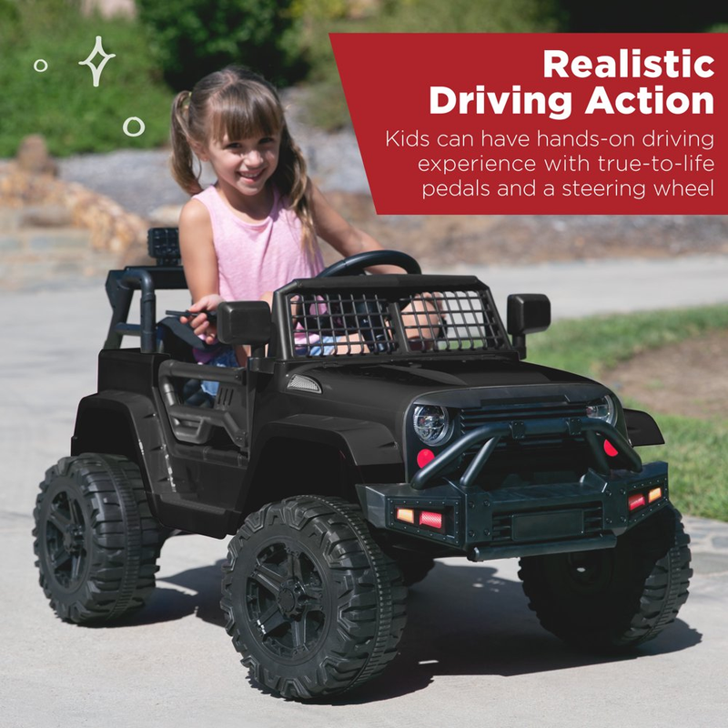 12V Jeep Kids Ride-On Truck with Remote Control, Spring Suspension, and LED Lights
