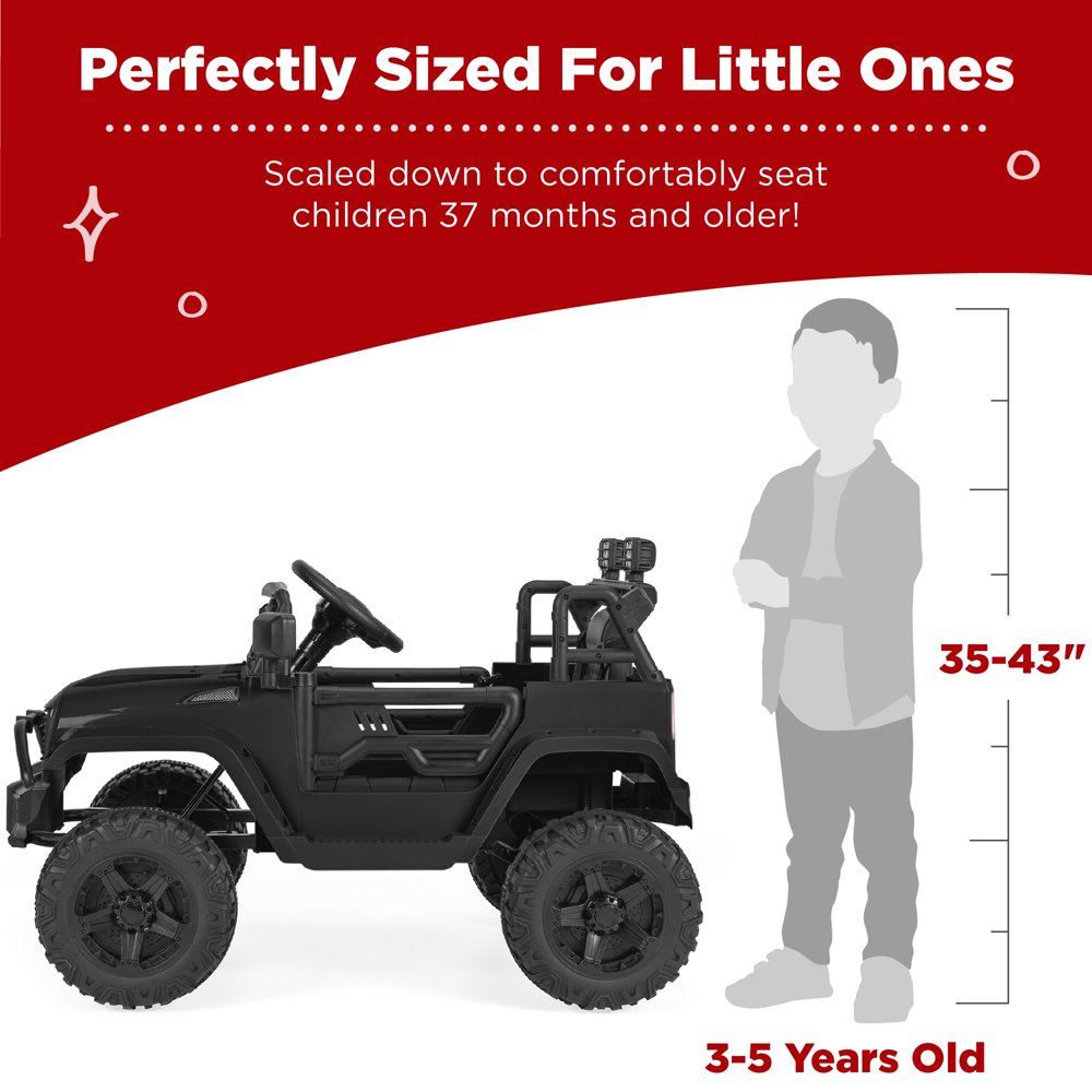 12V Jeep Kids Ride-On Truck with Remote Control, Spring Suspension, and LED Lights