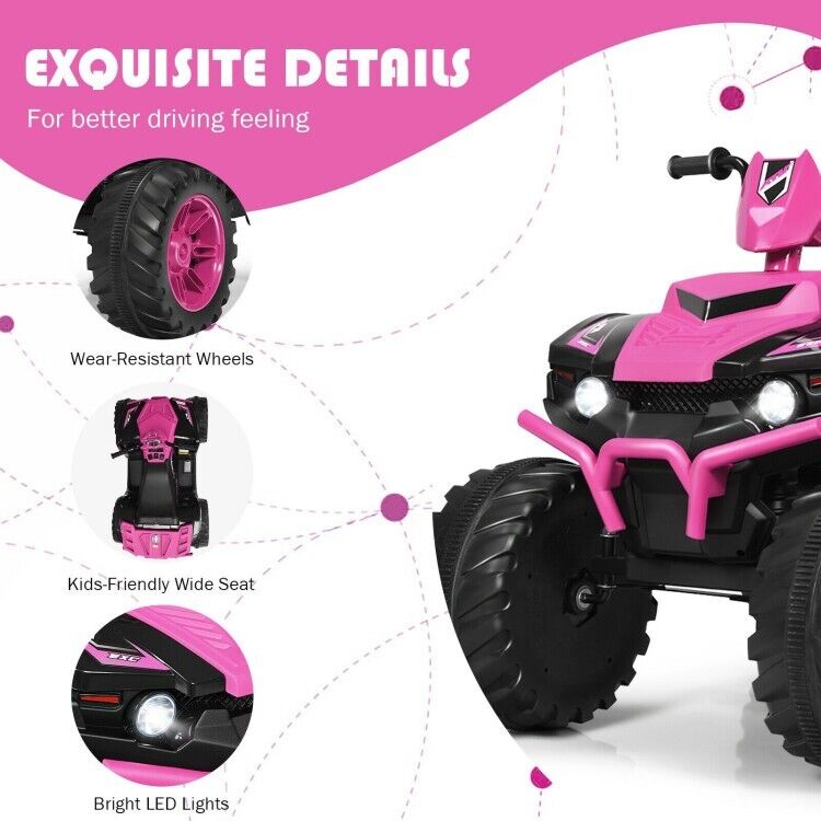 12V Kids ATV with LED Lights and Treaded Tires - The Perfect Ride for Young Adventurers!