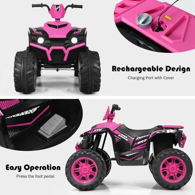 12V Kids ATV with LED Lights and Treaded Tires - The Perfect Ride for Young Adventurers!