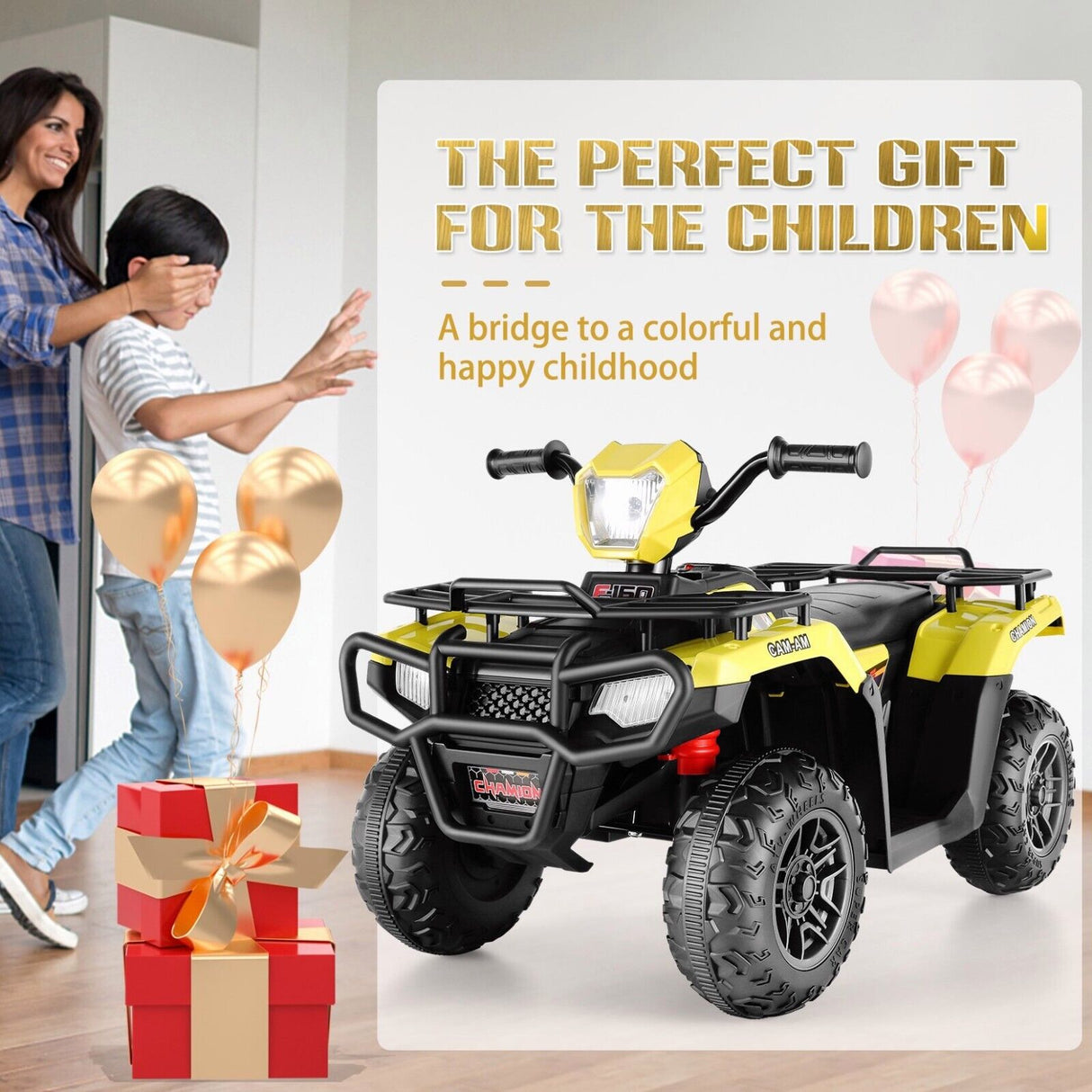 Kids Electric ATV with AUX and USB, 4-Wheeler Ride-On Car for Children - 12V
