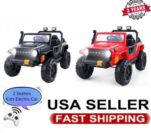 12V Kids Electric Jeep with Remote Control, 3 Speeds, LED Lights, and FM Radio
