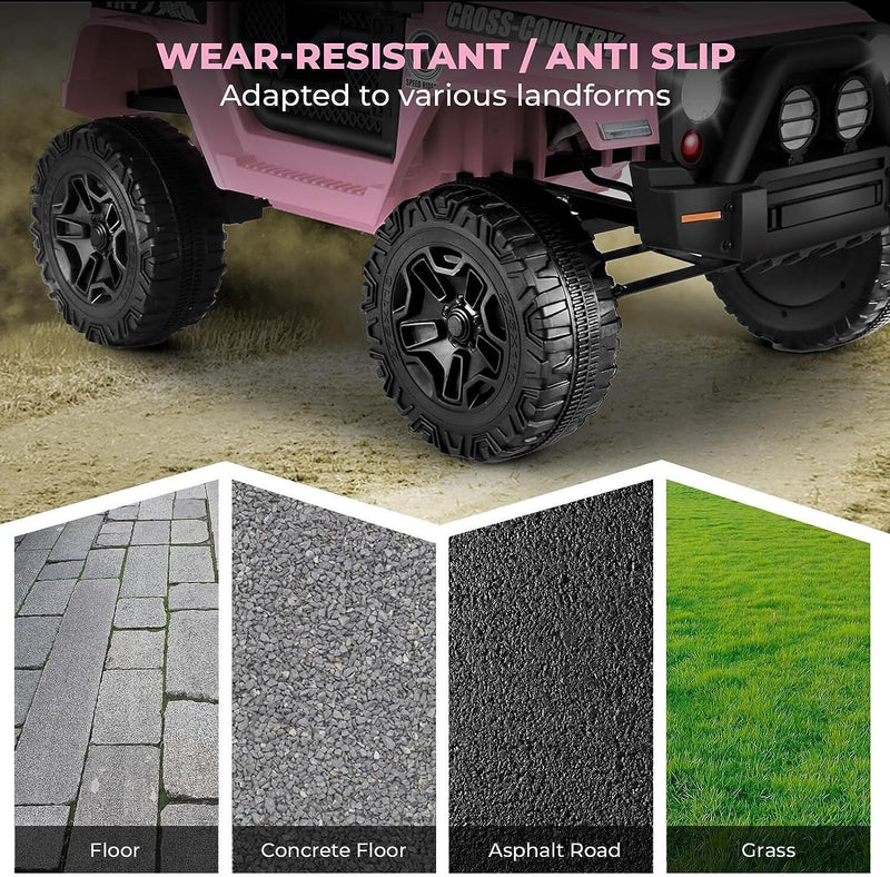 12V Kids Electric Jeep with Remote Control, 3 Speeds, LED Lights, MP3 Music, and USB Connectivity