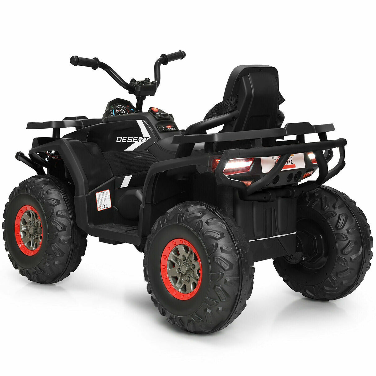12V Kids Electric Ride On Car Toy with LED Lights in Black, Red, or White
