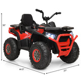 12V Kids Electric Ride On Car Toy with LED Lights in Black, Red, or White