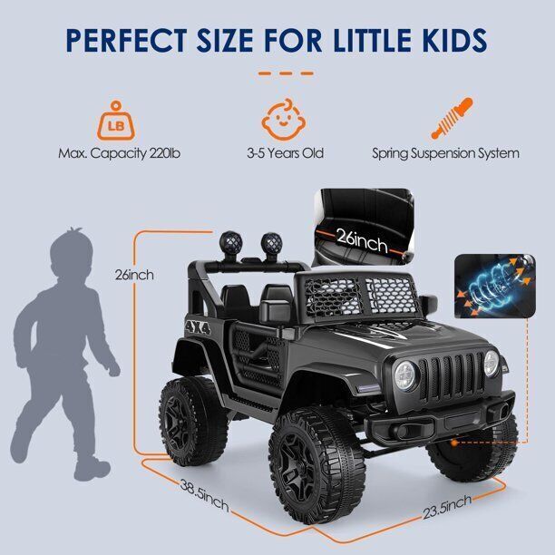 12V Kids Electric Ride On Jeep with Remote Control and 3 Speeds
