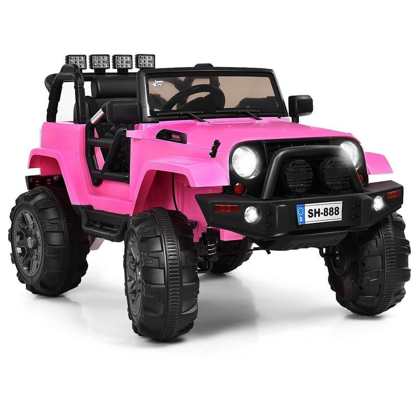 12V Kids Remote Control Truck Car with LED Lights in Pink