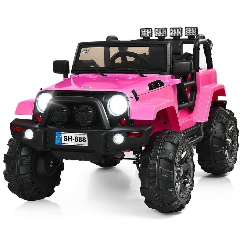 12V Kids Remote Control Truck Car with LED Lights in Pink