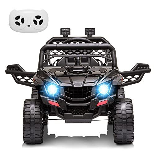 12V Kids Ride On Car Truck with Parental Remote Control - Spring Black Edition